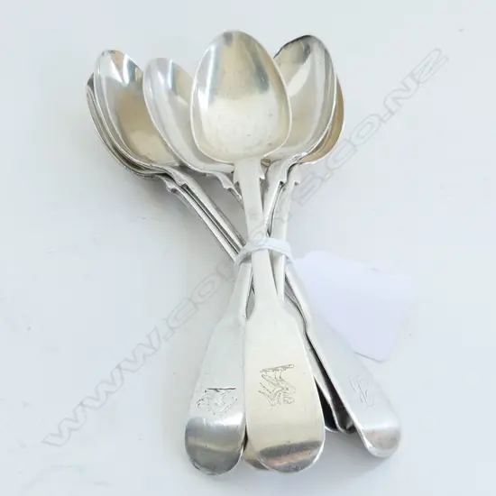 5 VICT & 1 GEO S/SILVER TEA SPOONS 147grms
