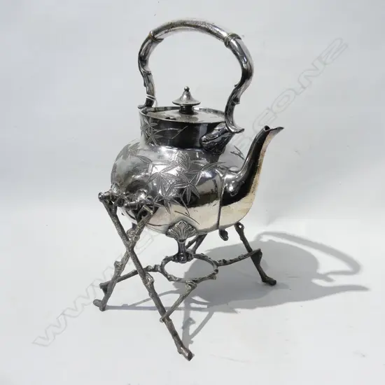 HEAVY SILVER PLATE SPIRIT KETTLE H. 310mm no burner