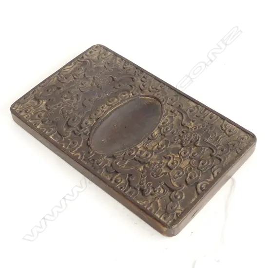 CHINESE CARVED WOODEN INK STAND 160x100mm