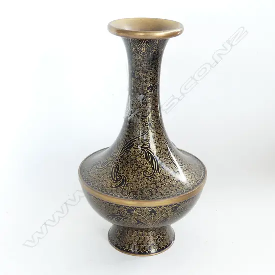 BLACK CLOISONNE VASE H.200mm