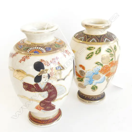 2 SATSUMA VASES TALLEST 170MM