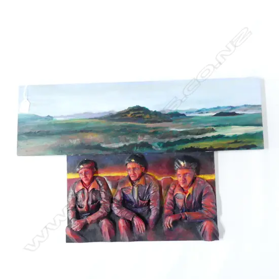 PHILL ROOKE (NZ b.1944) 'INTERNATIONALISTS' POLYCHROME WOOD RELIEF, 2010 430x665mm