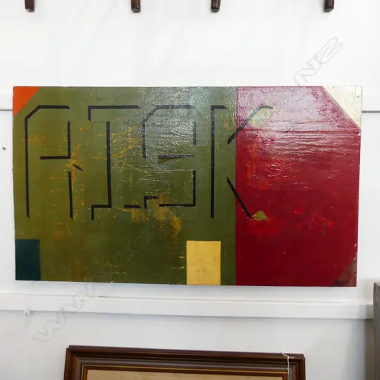 ARTIST UNKNOWN ACYRLIC ON BOARD TITLED RISK  1000 X 570 MM