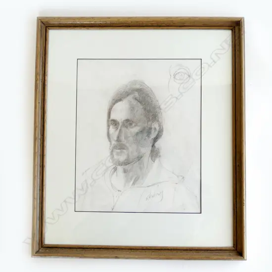 RON STENBERG HEAD STUDY SIGNED  PENCIL ON PAPER 450MM X 515MM