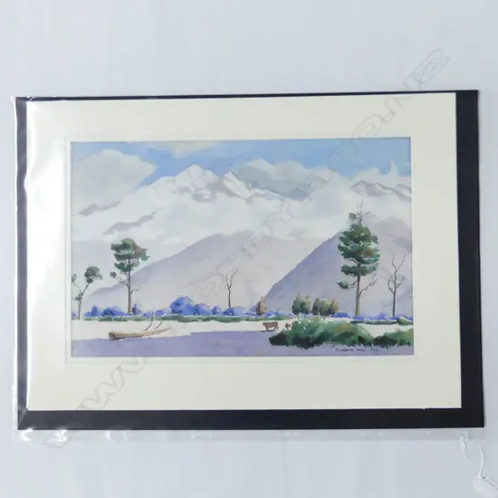 H. WEBSTER NASH (NZ 1898-1987) 'SOUTHERN ALPS FROM WESTLAND' W/C 1966 275x440mm UNFRAMED