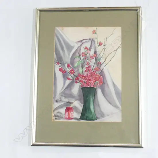 KARL SIM, FLORAL STILL LIFE W/C 330x240mm