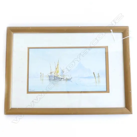 W. STEWART, VIEW OF THE SALUTE, VENICE, W/C 165x295mm