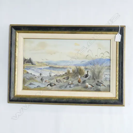 ARTIST UNKNOWN, DUCKS IN LANDSCAPE, W/C 240x410mm