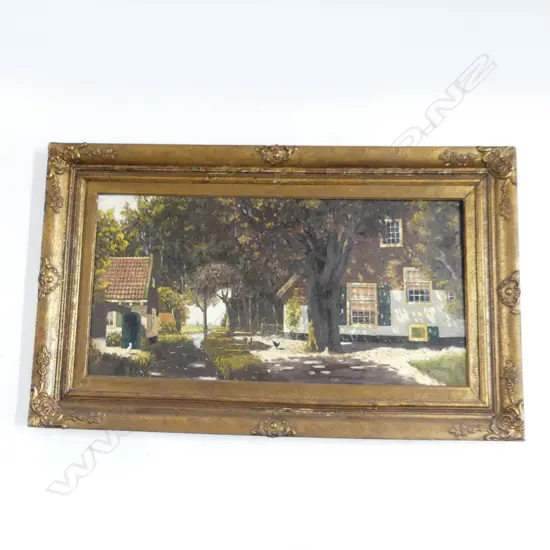 M. DE WEEKER, DUTCH OIL ON CANVAS 390x785mm GILT FRAME