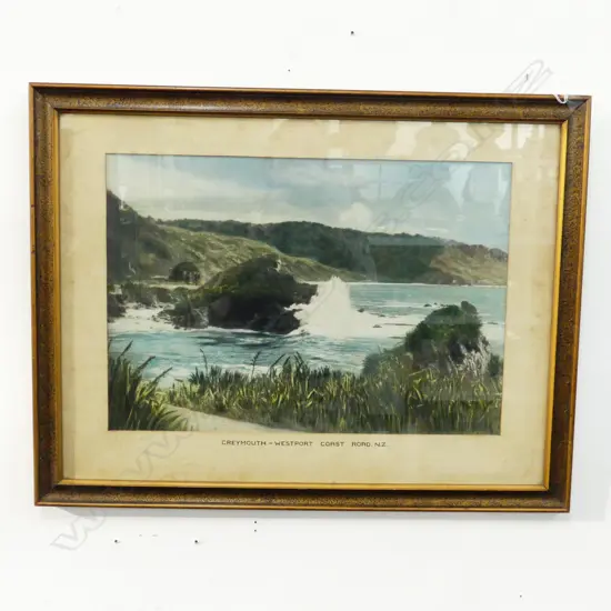 SCENIC COASTAL GREYMOUTH PHOTO HANDCOLOURED  440X600MM