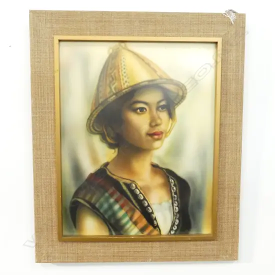  AIRBRUSH PAINTING OF A VIETNAMESE GIRL CIRCA 1969  360X470MM