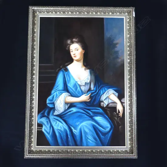 REPRODUCTION 18thC STYLE PORTRAIT, OIL ON BOARD 905x605mm