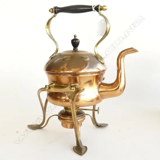 ART NOUVEAU COPPER & BRASS SPIRIT KETTLE H.305mm