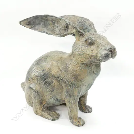 BRONZE HARE WITH GREEN PATINA, H. 190mm