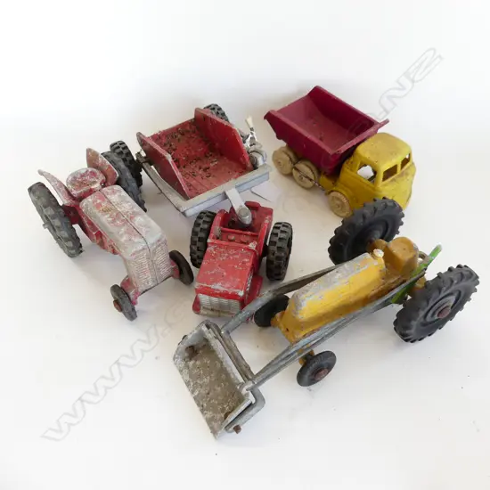 4 VINTAGE FUNHO TOYS EARTH MOVER 2 TRACTORS & DUMP TRUCK
