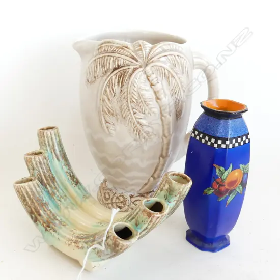 BESWICK PALM JUG H185MM PIPE VASE & SMALL TUNSTAL VASE H140MM