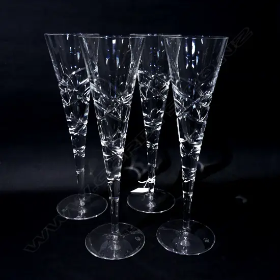 4 ROYAL DOULTON GLASSES CHAMPAGNE FLUTES H.270mm, BOXED
