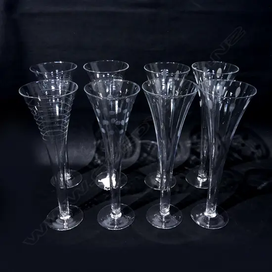 SET 8 HOLLOW STEM CHAMPAGNE FLUTES H. 255mm