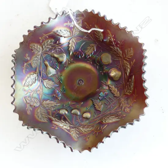 VTG NORTHWOOD CARNIVAL GLASS SCALLOPED DISH (DIA 190mm) 