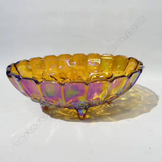 CARNIVAL GLASS FOOTED FRUIT BOWL 220X310MM