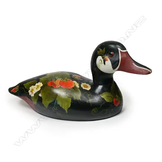 A 11½" wooden carved and painted display duck decoy,