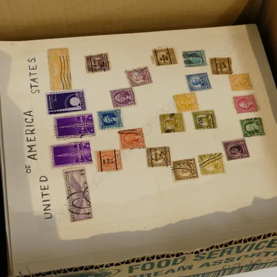 BOX LOT ASST. STAMP ALBUM PAGES