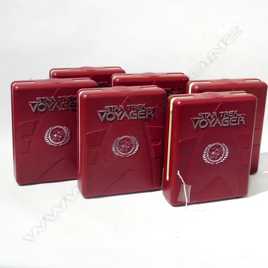 6 STAR TREK VOYAGER DVD SETS  IN COLLECTABLE CASES, SEASONS 1-6 - SOME SEALED