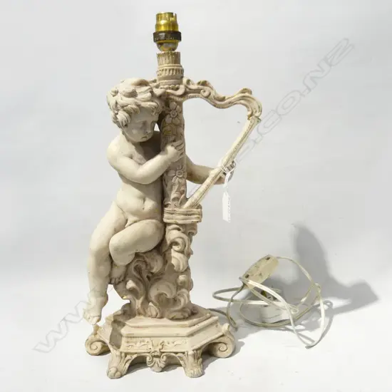 MARBLE LIKE CHERUB TABLE LAMP BASE H. 430mm