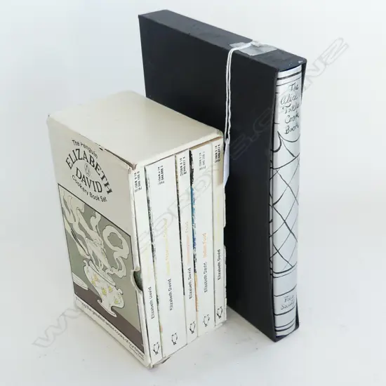 BOXED SET 5 ELIZABETH DAVID'S COOKERY BOOKS + ALICE B TOKLAS COOK BOOK, SINGLE BOXED  