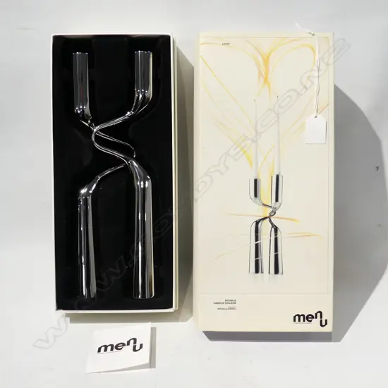 BOXED PAIR MIKAELA DORFEL DOUBLE CANDLE HOLDERS - AS NEW 