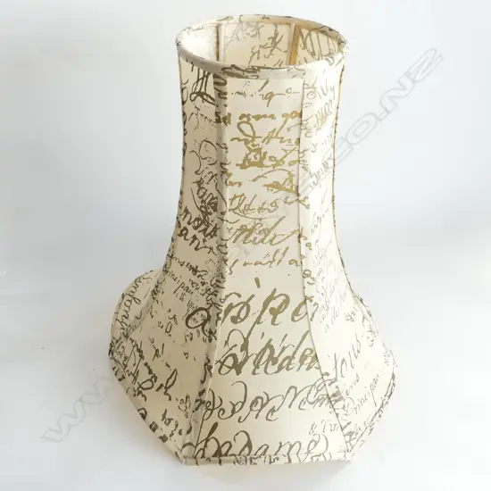 LAMPSHADE w. IVORY SILK FRENCH SCRIPT FABRIC H.415mm