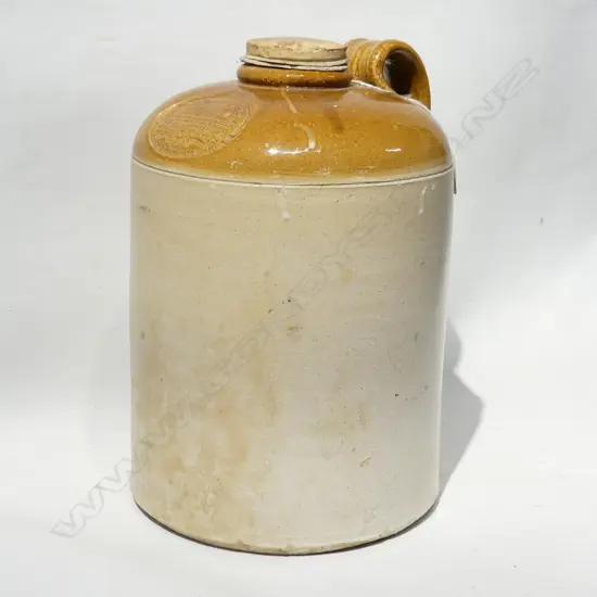 LG STONEWARE CROCK WITH LID, K.W. BERK, LONDON, H. 410mm