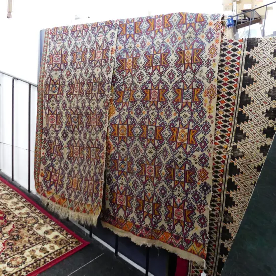2 PCE KELIM STYLE RUG EMBROIDERED ON CANVAS LENGTHS 2000x730mm each panel