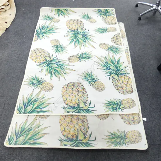 2 RUGS - PINEAPPLE PRINT ON CANVAS