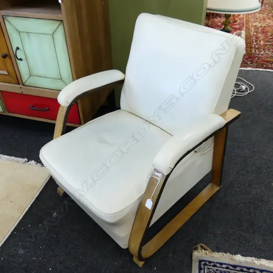 ART DECO LEATHER ARM CHAIR 