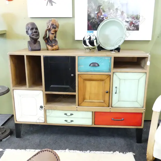 CONTEMPORARY DESIGNER SIDE BOARD 1350x480x930mm various coloured doors & drawers