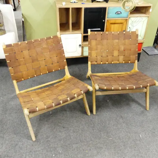 PR WOVEN LEATHER CHAIRS