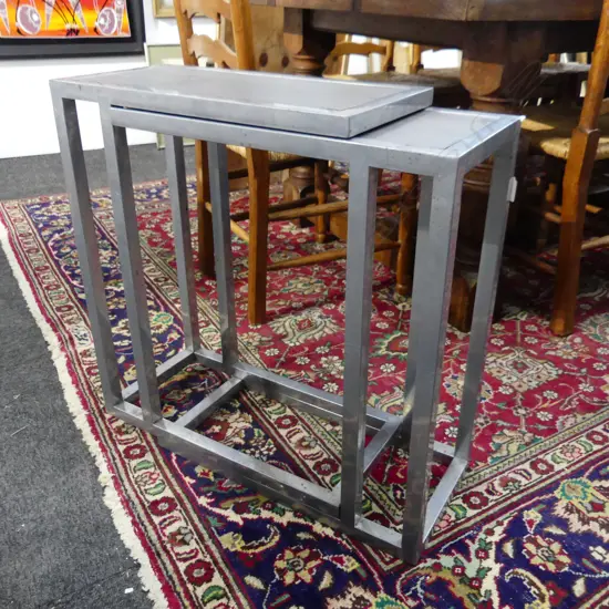 PR MODERN STEEL FRAMED SIDE TABLES 250x505x610mm