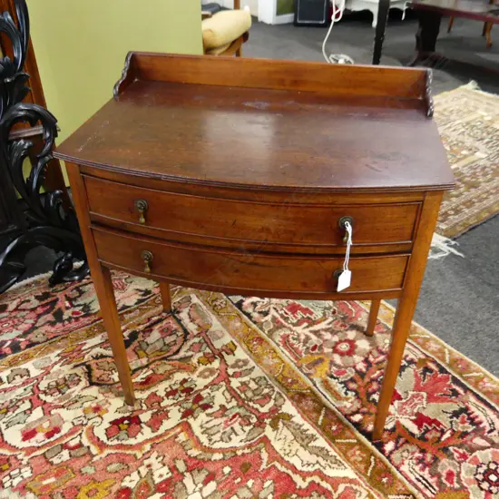 SMALL PROPORTIONED ANTIQUE MAHOGANY BOW FRONT WASH STAND / BEDSIDE DRAWERS 595x400x675mm