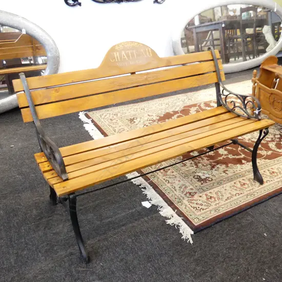 BENCH SEAT w. STENCILLED TEXT 'CHATEAU' L.1200mm