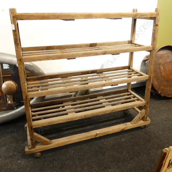 VINTAGE FRENCH WOODEN SHOE RACK  1320 x 400 x 1250mm