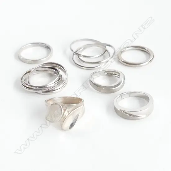 BAG 7 ASST SILVER WEDDING RINGS, 31GMS 
