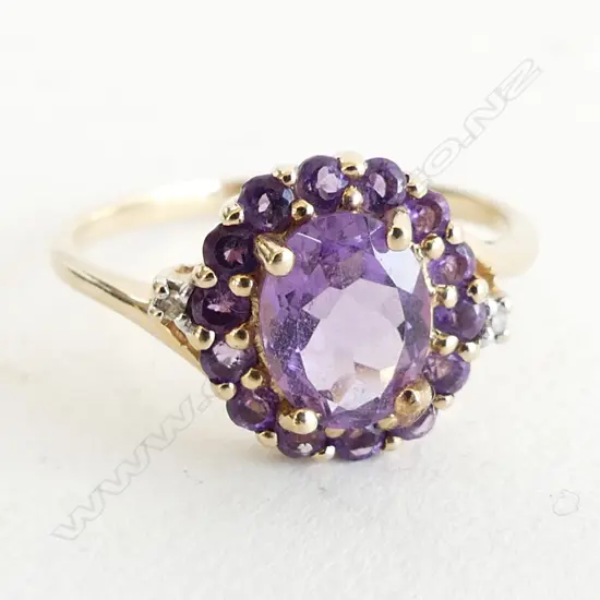 9CT PURPLE AMETHYST STONE RING 2.2 GRAMS SIZE P