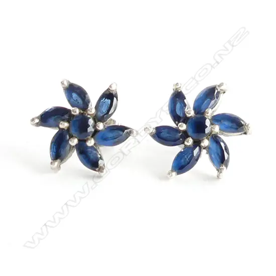 IOLITE CLUSTER & SILVER STUD EARRINGS