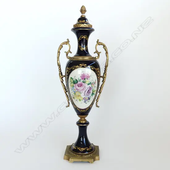 20THC SEVRES COBALT URN ORMOLU MOUNTS signed H.410mm