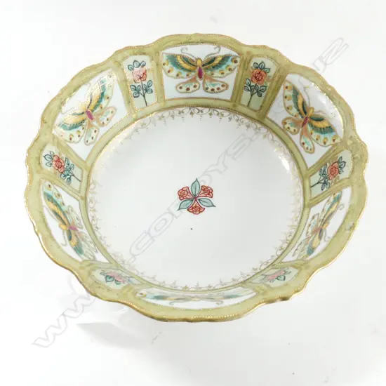 ANTIQUE JAPANESE BUTTERFLIES LARGE HAND PAINTED BOWL D. 250mm