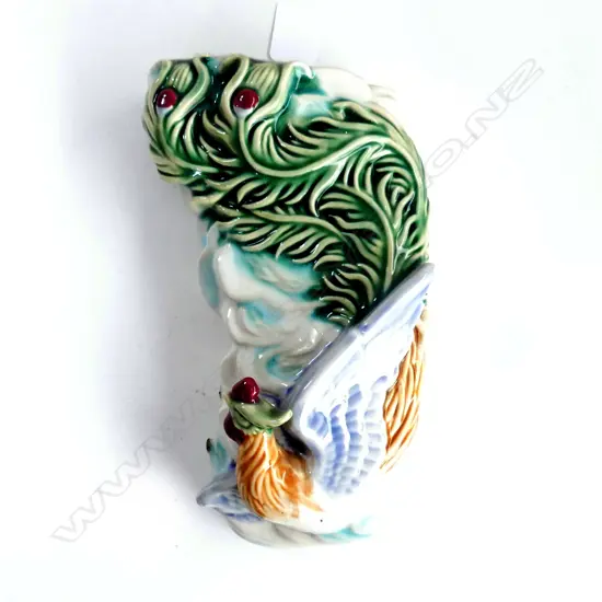 CHINESE EXPORT WARE ROOSTER WALL POCKET VASE h.225mm