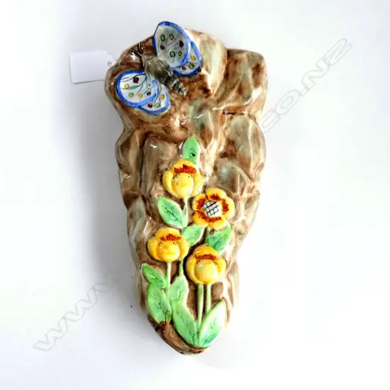 RADFORD ENGLAND HAND PAINTED BUTTERFLY WARE WALL POCKET VASE h,230mm