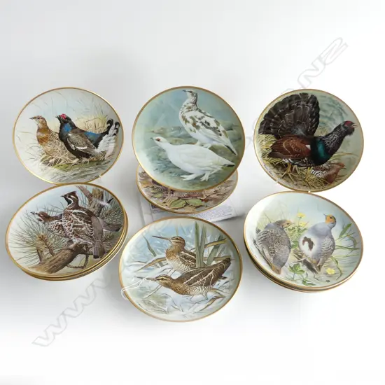 COLLECTION OF 12 LIMOGES PORCELAIN PLATES, "GAME BIRDS OF THE WORLD', PAINTED BY BASIL EDE, DIA 230mm