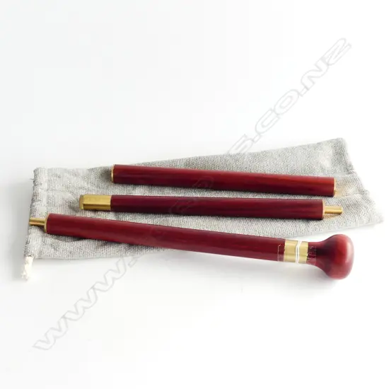 3 PCE ROSEWOOD WALKING STICK L.910mm w. BAG